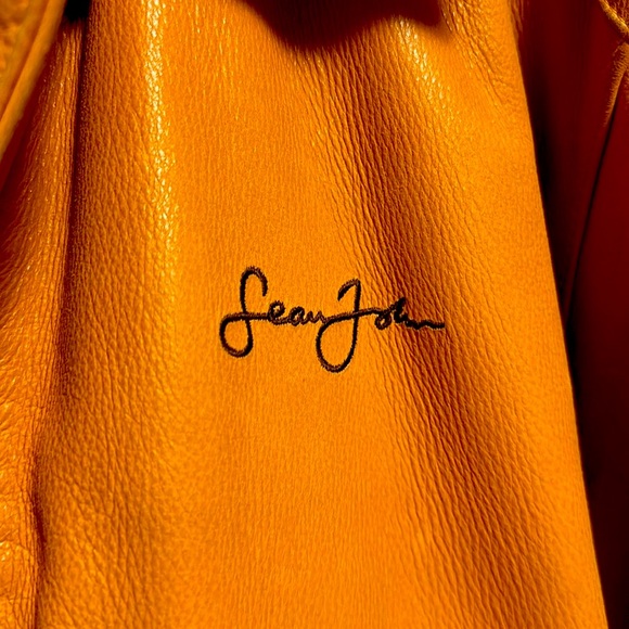 RARE Men’s 100% Authentic Leather Taupe Vintage Bomber Jacket by Sean John - Picture 8 of 12